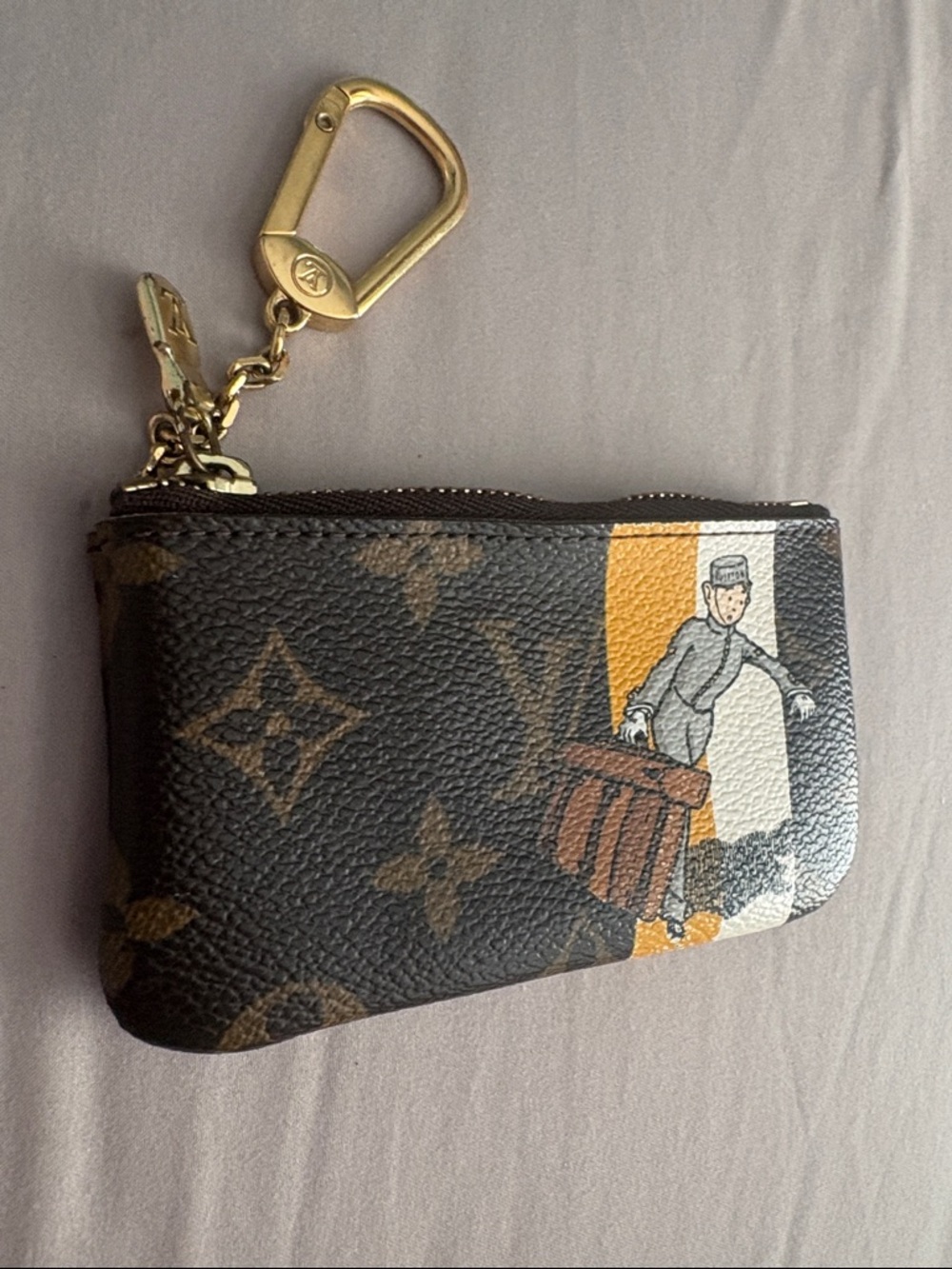 Louis Vuitton Brown Monogram Coin Pouch with Yellow and White Painted Stripe - Picture 6 of 6